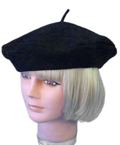 Hat- Black French Beret-Wool (A) - CARNIVAL PRODUCTS