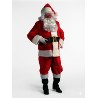 10 PC LARGE PLUSH SANT SUIT WITH WIG & BEARD SET