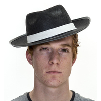 BLK FEDORA W/WHITE BAND 