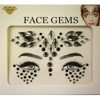 SILVER/BLK FACE JEWELS STICKERS