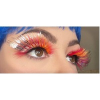 Eyelash - Red Feathery W/Silver Tinsel