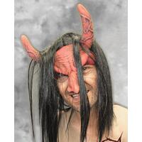 Latex Mask Devil Red Headpiece 