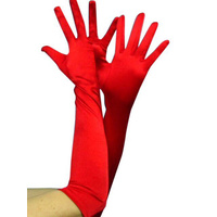 Gloves - Long Satin Red