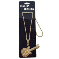Necklace - Gold Guitar- Metal Necklace