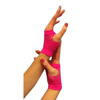 Gloves -Short Fishnet Hot Pink
