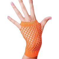 Gloves -Short Fishnet Neon Orange