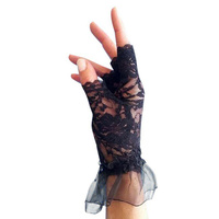 Gloves - Short Lace Fingerless Black