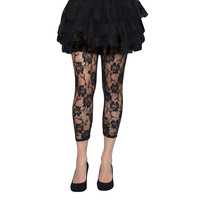 Tights - Lace Footless Tights - Black (A)
