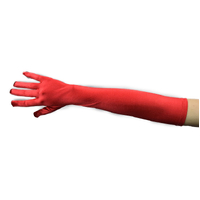 RED SATIN GLOVES 48CM LONG 3PACK