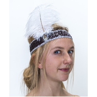 BRONZE SEQUIN HBAND/WHT