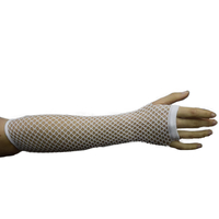 WHITE LONG FISHNET FINGERLESS 3 PACK