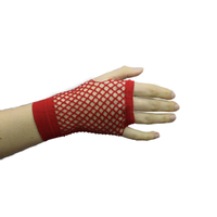 SHORT RED FISHNET FINGERLESS  3 PACK