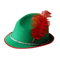 Hat- Alpine Green W/Red Feather (A)