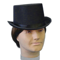 Hat-Standard Top Hat Satin-Black