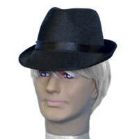 Hat- Black Trilby Hat Satin  