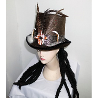 Hat - Witch Doctor Hat Brown with Dark Brown Braids