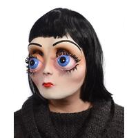 Latex Mask Big Eyes with attached Wig