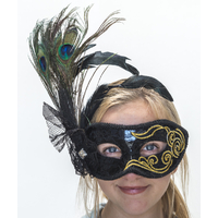 BK/GD MASK PEACK FEATHER 