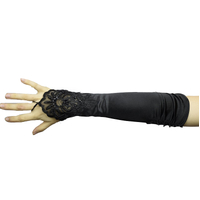 BLK SATIN FINGERLES LACE