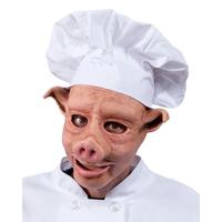 Latex Mask BBQ Chef Pig with Adjustable Hat