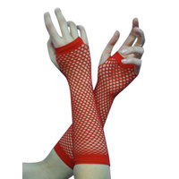 Gloves - Long Fishnet Red