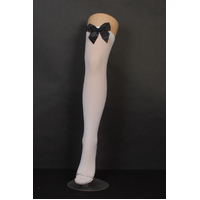 WHT/BK BOW STOCKINGS