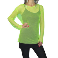 Top - 80S Fishnet Top - Neon Green