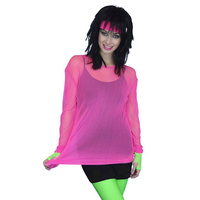 Top - 80S Fishnet Top - Pink