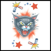 Black Cat - Stars & Stripes Temporary Tattoo