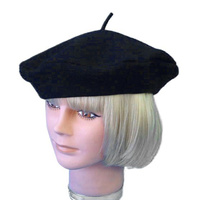 Hat- Black French Beret-Wool (A)