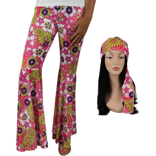 Pants- Hippie Bellbottoms with matching Headband - Pink