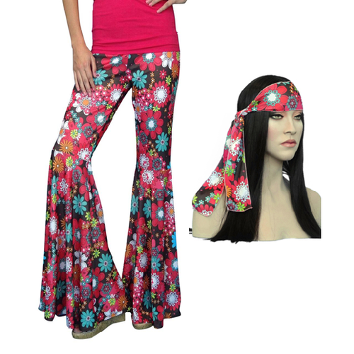 Pants - Hippie Bellbottoms with matching Headband - Rose Brown