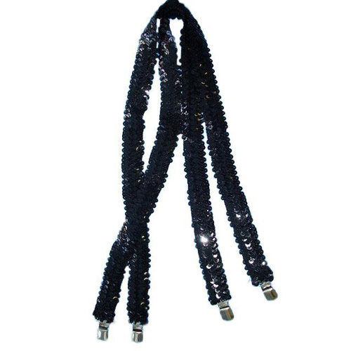 Trouser Braces - Black Sequin