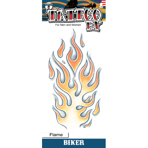 Biker - Flames - Temporary Tattoo