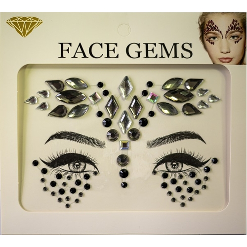 SILVER/BLK FACE JEWELS STICKERS