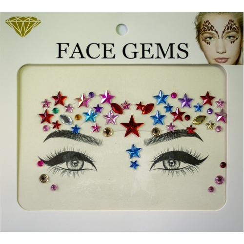 MULTI-COLOUR FACE JEWELS STICKERS