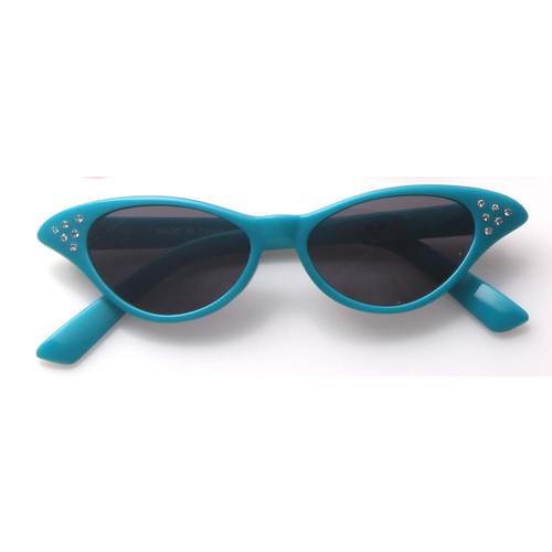 Cats Eyes Glasses with Diamonties - Blue