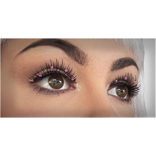 Eyelash - Black W/Pink Beads