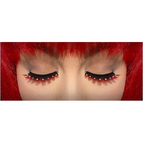 Eyelash - Black/Red W/Crystals