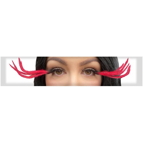 Eyelash - Black with Red Long Feather Tip