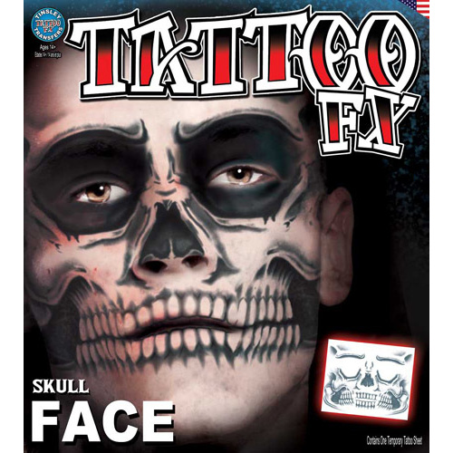 Zombie Jaw Bone 3D FX Transfer Tinsley Temporary Tattoo Halloween FX MakeUp 