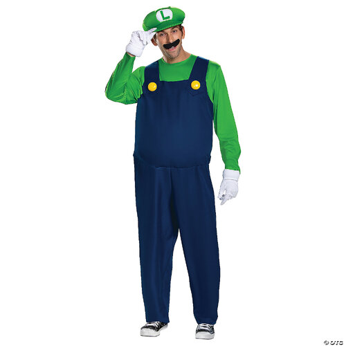 Adult Deluxe Mario Bros Luigi Costume Plus XXL 50-52