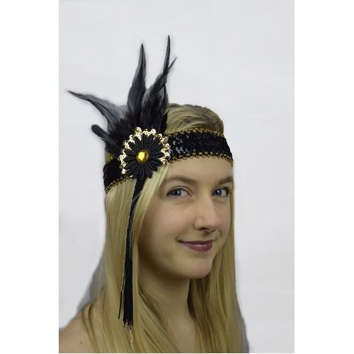 BLACK FEATHER HBAND 
