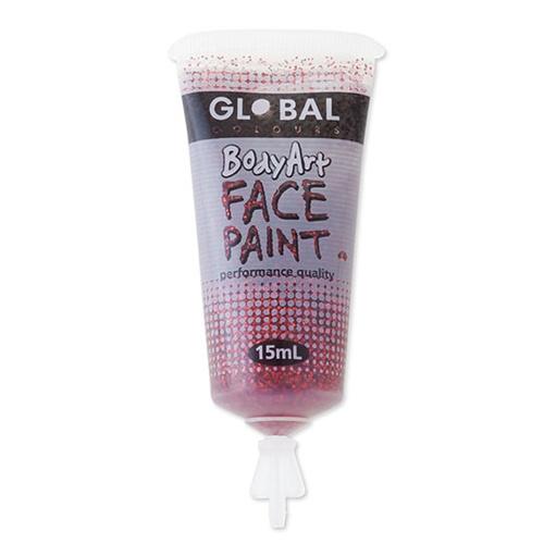 Red Glitter Face Paint - 15Ml Tube