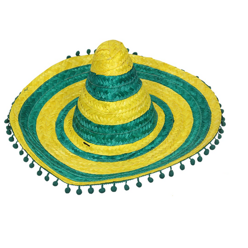 Mexican Hat - Green & Gold Straw