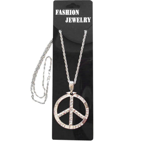 Necklace - Peace Sign-Silver Metal Necklace