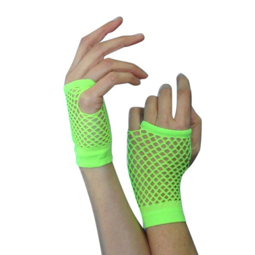 Gloves -Short Fishnet Neon Green