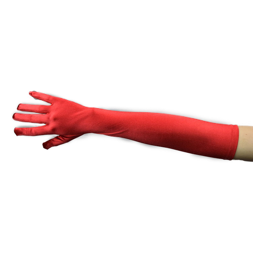 RED SATIN GLOVES 48CM LONG 3PACK