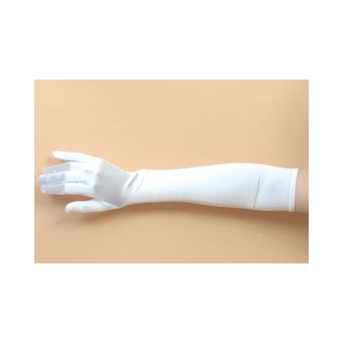 WHITE SATIN GLOVES 48CM LONG 3 PACK