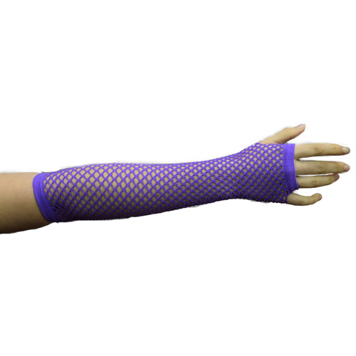 PURPLE LONG FISHNET FINGERLESS 3 PACK